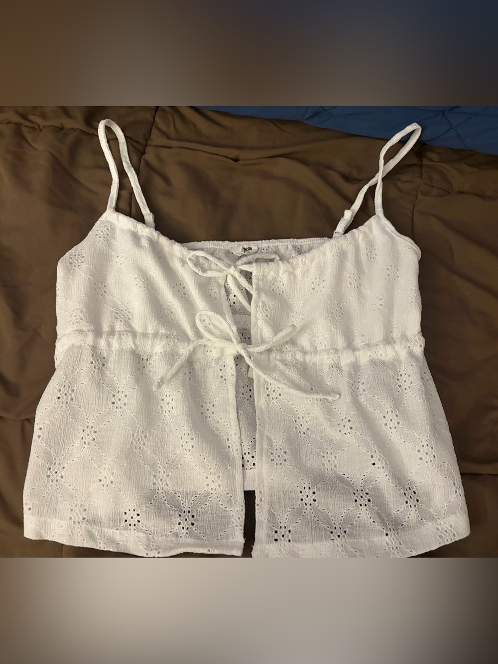 Cotton On White Eyelet Tie-Front Camisole